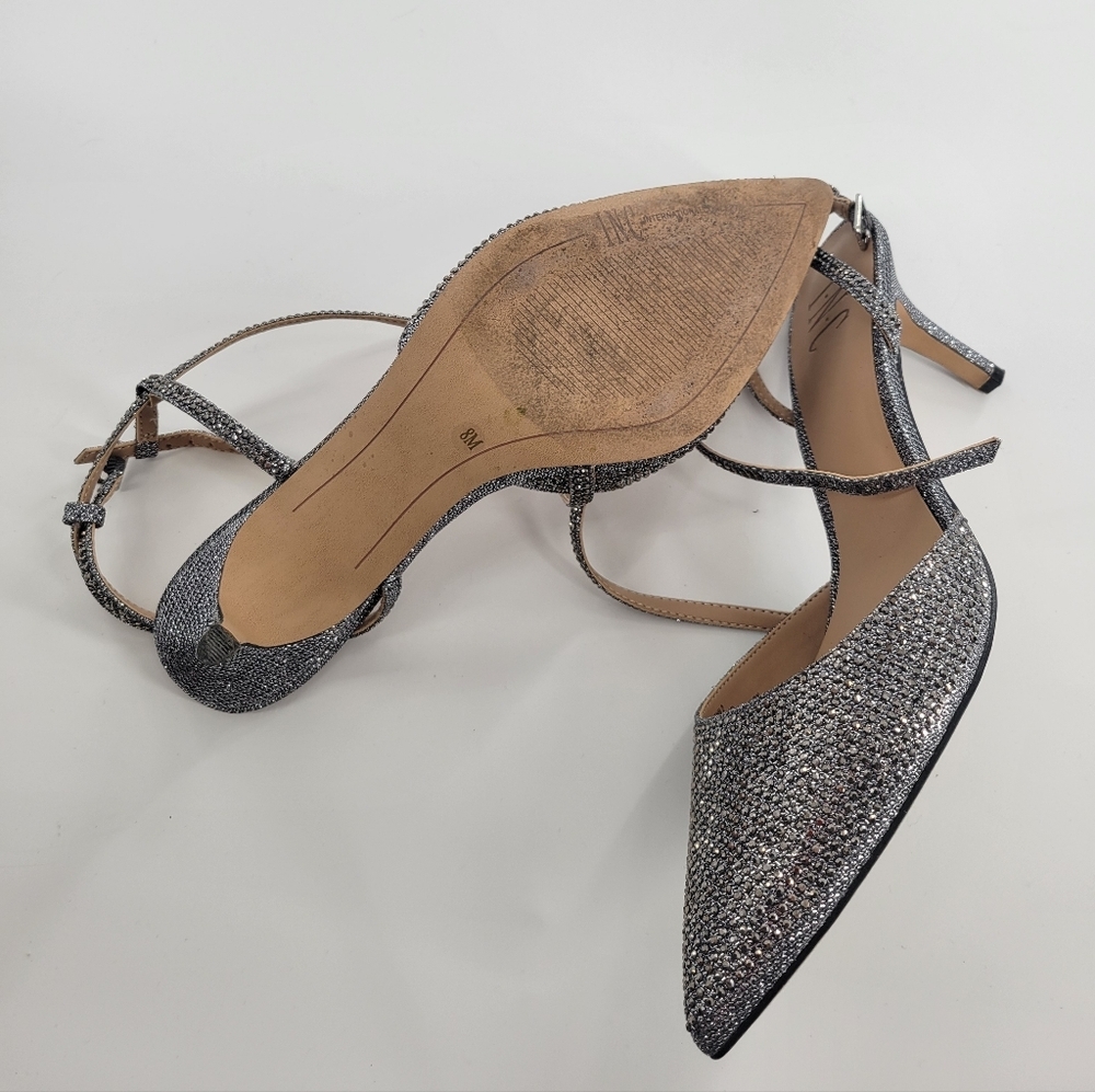 INC Lenii Evening Silver Studded Pumps Size 8‎ - Picture 6 of 7